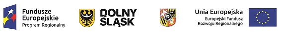 Loga instytucji finansujących projekt: europejski funduszu rozwoju regionalnego, fundusze europejskie - program regionalny, herb Wrocławia i herb Dolnego Śląska