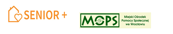 logo programu Senior +, logo Miejskiego Ośrodka Pomocy Społecznej we Wrocławiu