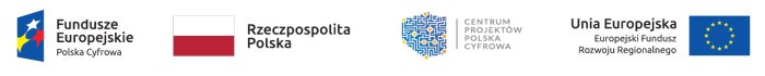 loga instytucji finansujących projekt: Fundusze Europejskie Polska Cyfrowa, Flaga Polski, Centrum Projektów Polska Cyfrowa, herb Wrocławia,  Unia Europejska Europejski Fundusz Rozwoju Regionalnego